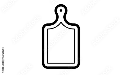 Black outline of a cutting board on white background