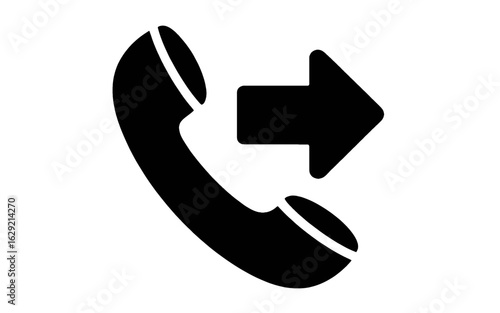 Black telephone receiver with outgoing arrow icon call