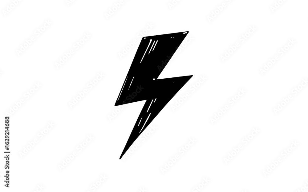 Hand drawn black lightning bolt icon thunder electricity Hand drawn black lightning bolt icon thunder electricity