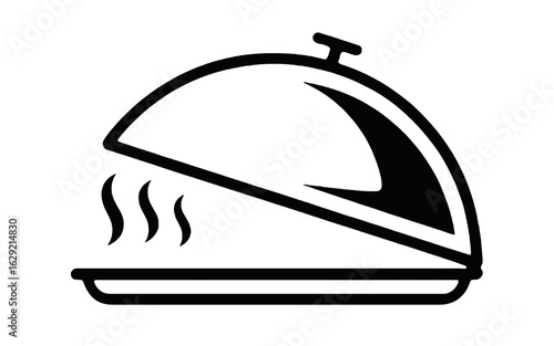 Open Cloche Serving Hot Food Icon vector illustration