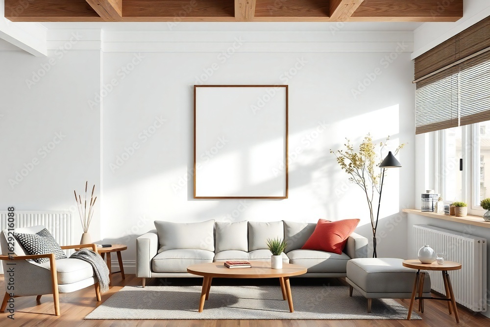 Fototapeta premium Bright and airy living room with modern furniture and natural light