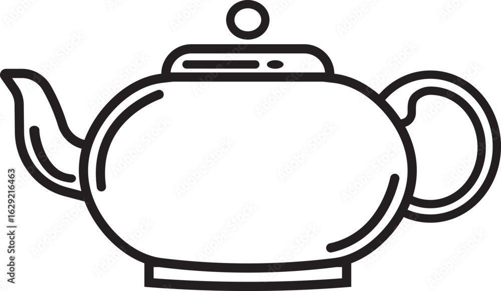 Fototapeta premium Simple Line Art Teapot Icon Isolated vector logo