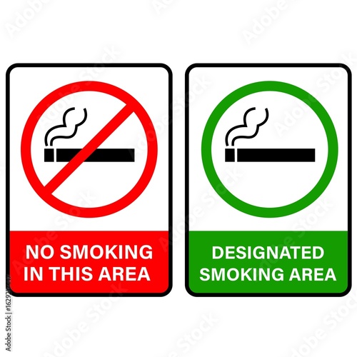 NO SMOKING IN THIS AREA .DESIGNATED SMOKING AREA