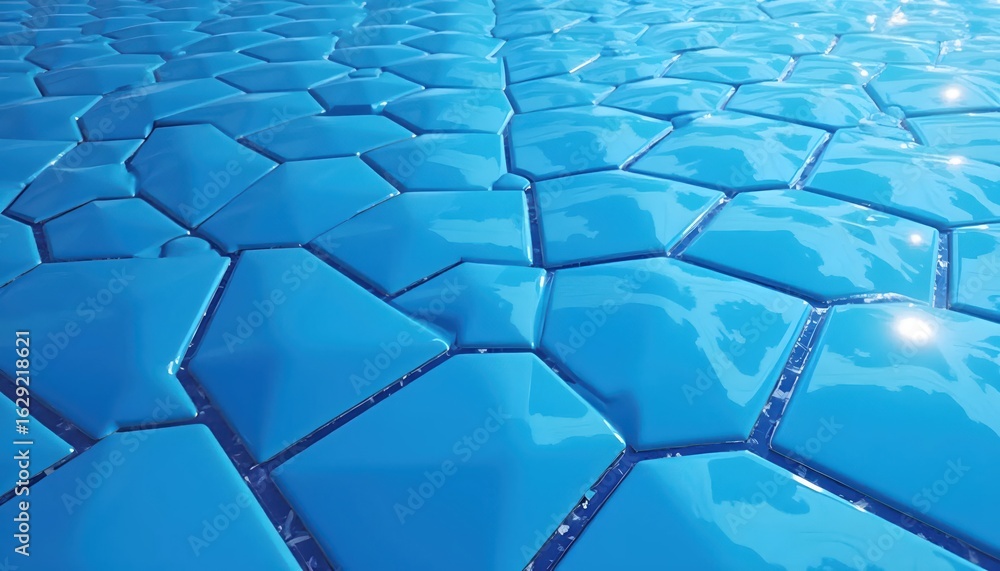 Naklejka premium Stylized Hexagonal Geometry With Sharp 3D Blue Reflections