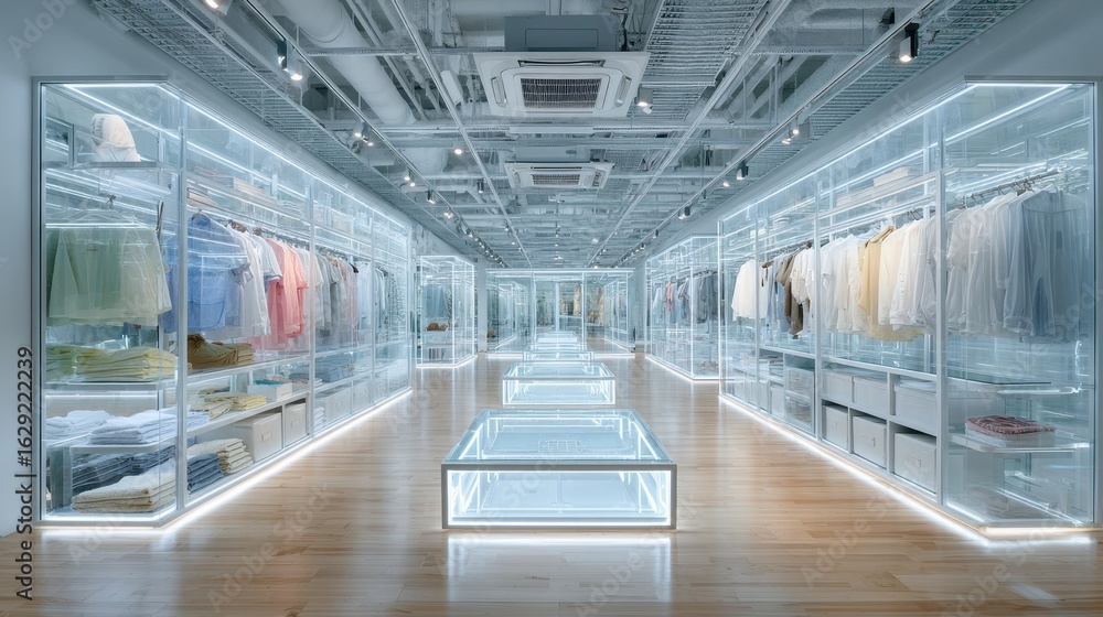 Obraz premium Modern Retail Space with Glass Displays and Minimalist Design