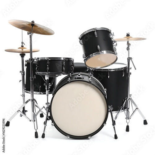 Black drum set isolated on white