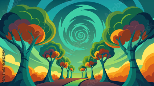 A fractal forest unfolding before your eyes each tree and leaf pulsing with its own unique color and energy..