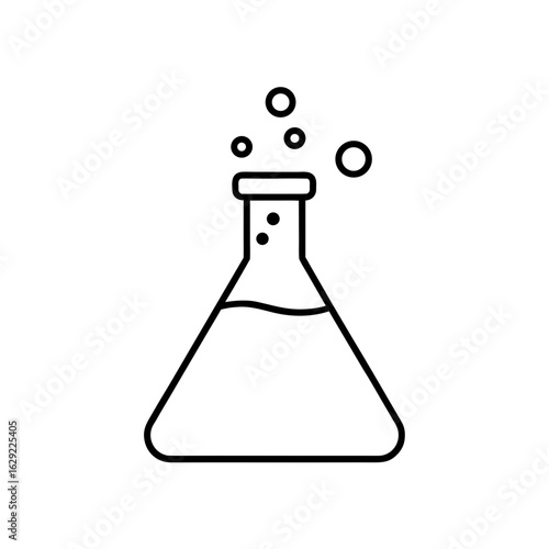laboratory flask with bubbles icon vector
