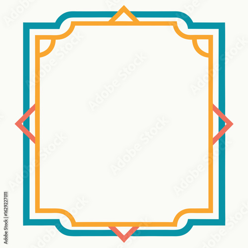 Elegant teal and orange geometric border design