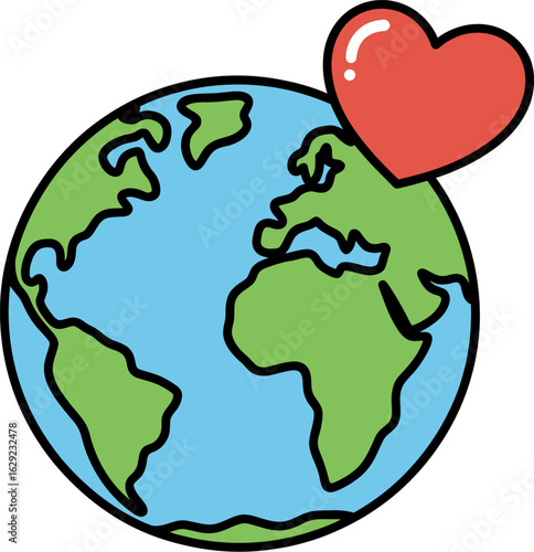 Love earth day illustration planet heart care concept