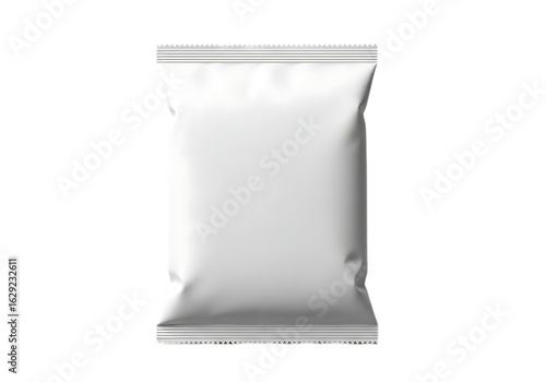 Blank Vector illustration of white snack food packaging bag with crimped edges graphic design isolated on a transparent background