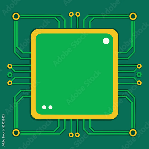 Green circuit board with central processor chip design