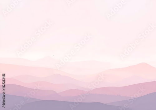 Layers of pastel mountains at dusk
