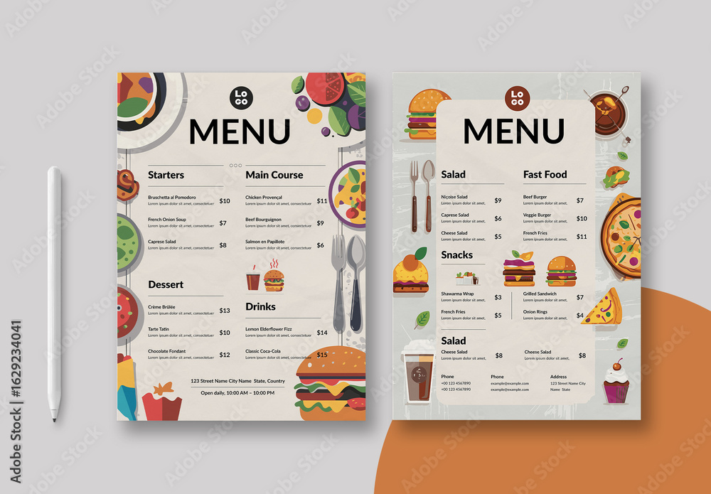 Food Menu Template Layout Stock Template | Adobe Stock