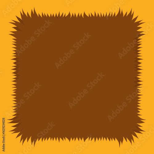 Brown furry border with sharp edges on orange background