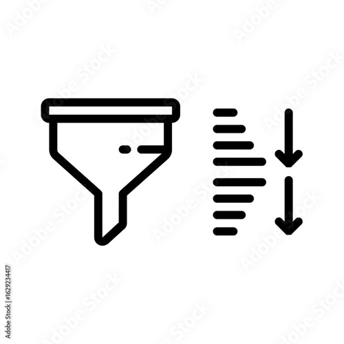 Vector black line icon for Sorting