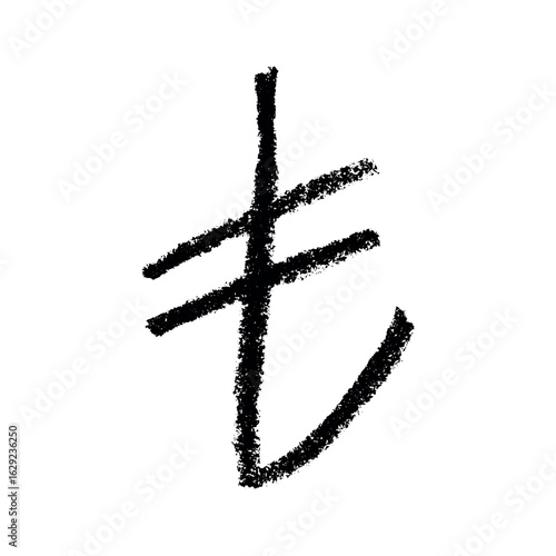 Hand drawn turkish lira currency symbol. Brush stroke doodle. Single element for design