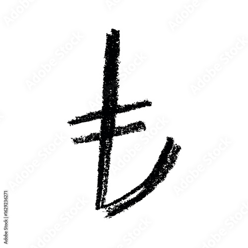 Hand drawn turkish lira currency symbol. Brush stroke doodle. Single element for design