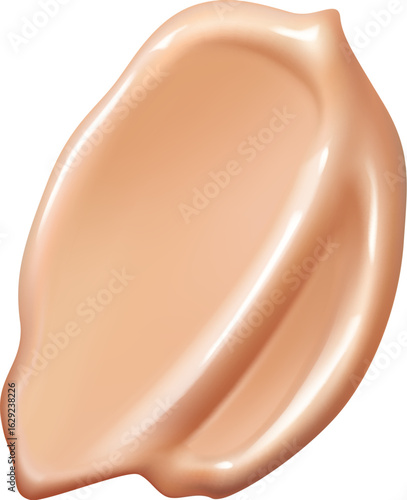 Realistic foundation cream cosmetic swatch. Isolated 3d vector creamy beige make up smear, beauty and skincare product drop with a smooth, glossy texture. Liquid bb cream, tone base, mousse smudge