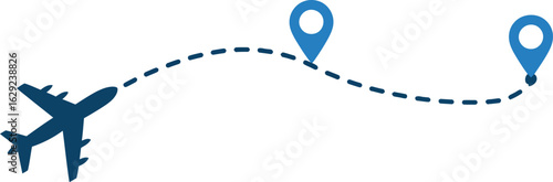 Airplane flight route travel destination vector illustration