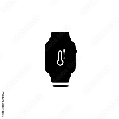  smartwatch screen showing thermometer symbol representing body temperature and wellness data
