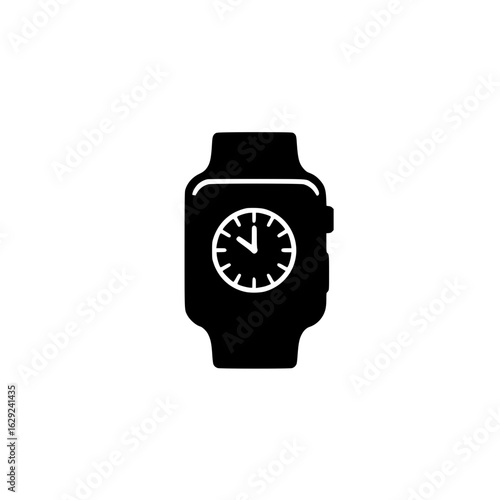 Smartwatch displaying analog clock face on screen for timekeeping and classic watch design concept
