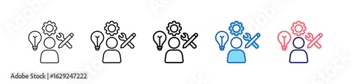 Skill Icon In 5 Different Styles Set Collection.   