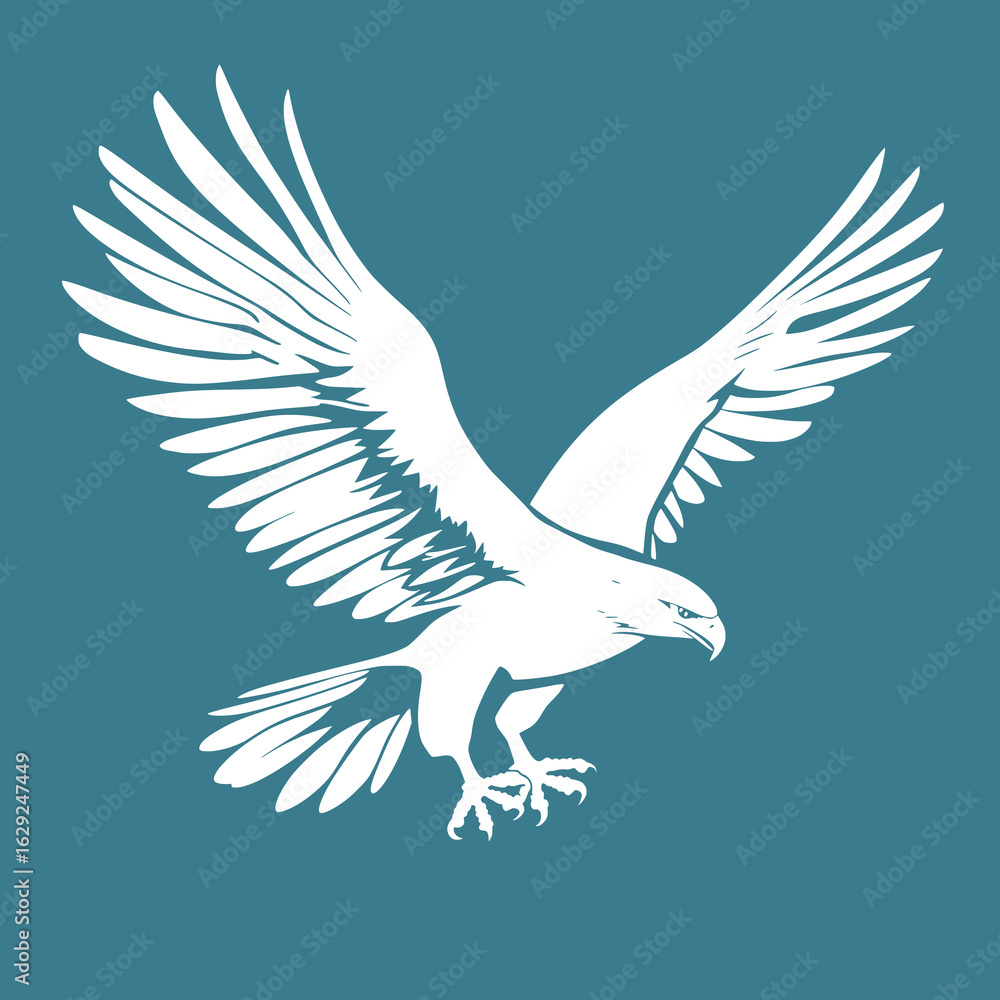 Obraz premium White Eagle Dive – Minimal One-Color Side-Facing Silhouette