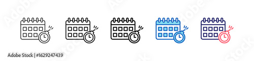 Deadline Icon In 5 Different Styles Set Collection.   
