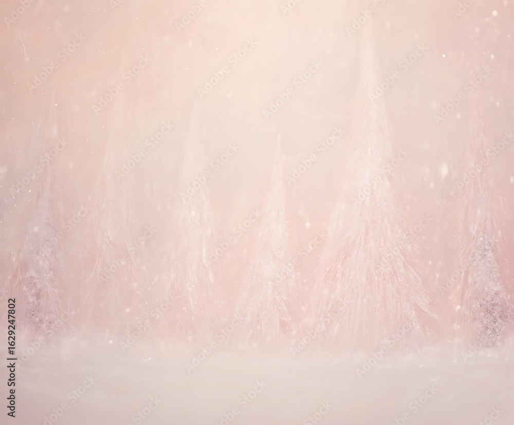 Fototapeta premium Dreamy pink winter forest delicate trees