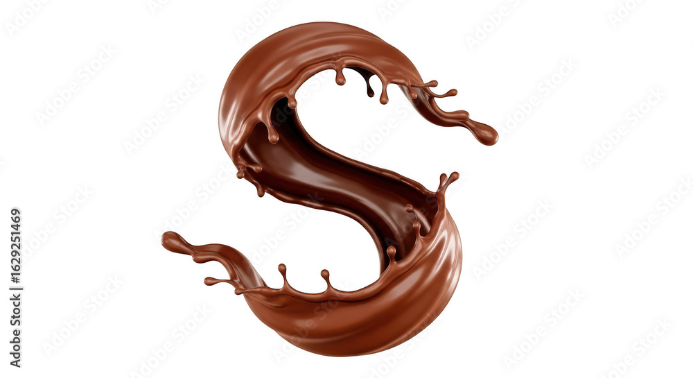 Obraz premium Chocolate splash letter s isolated on transparent background