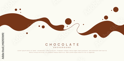Chocolate background of Modern poster, dynamic splashes and drops. Vector illustration in a flat style of minimalism	