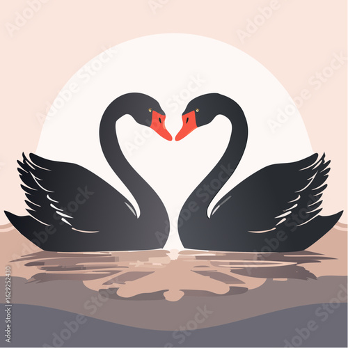 ハートを奏でる黒鳥ペア