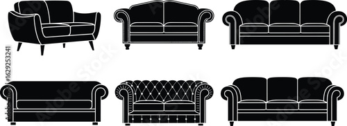 Silhouettes of Modern Sofa Designs, Tufted Backrests, Armrest Styles, Home Furniture Collection, Living Room Decor, Interior Comfort, Seating Options