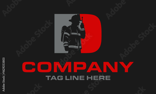 letter D logo Fire Fighter, vector illustration	