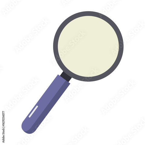 Vector illustration of a magnifying glass with a purple handle.