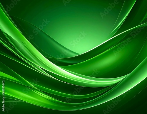 Abstract green flowing waves on dark background