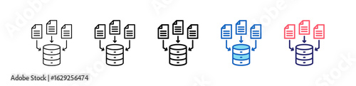 Data Collecting Icon In 5 Different Styles Set Collection.   