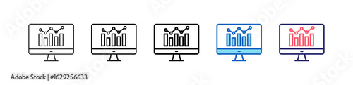 Statistics Icon In 5 Different Styles Set Collection.   