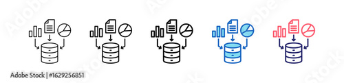 Database Icon In 5 Different Styles Set Collection.   