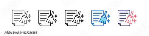 Data Cleaning Icon In 5 Different Styles Set Collection.   