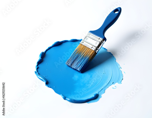 Blue paint and brush