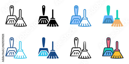 Dustpan icon set multiple style collection 
