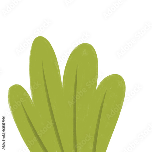 Simple green leaf illustration in flat style. Perfect for eco design, nature backgrounds, and botanical decoration.