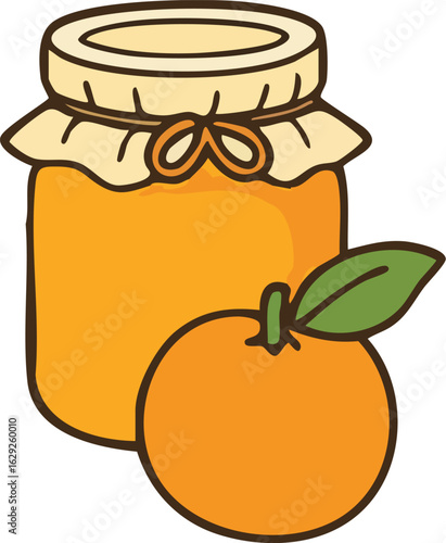 Orange Marmalade Jar with Fruit.