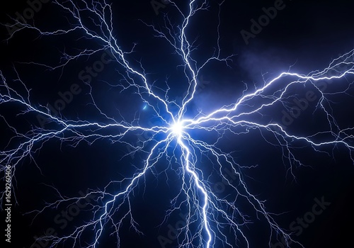 Dramatic display of atmospheric electricity showcasing powerful lightning strikes emanating from a