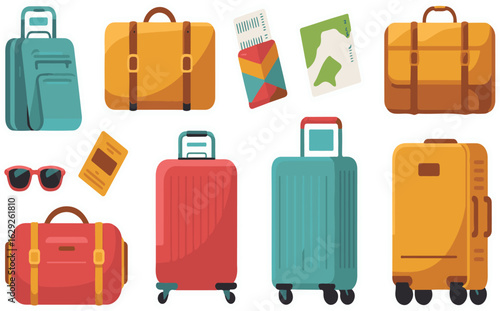 Airport Essentials – Cartoon Sticker Pack of Travel Bags & Gear
