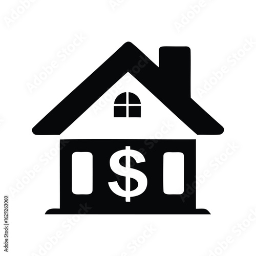 House with a Dollar Sign Represents Real Estate Value and Investment