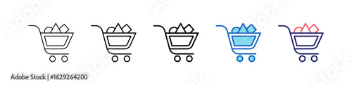 Shopping Cart Icon In 5 Different Styles Set Collection.   