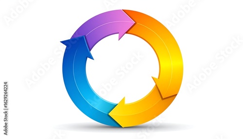 Circular graphic with three colored arrows